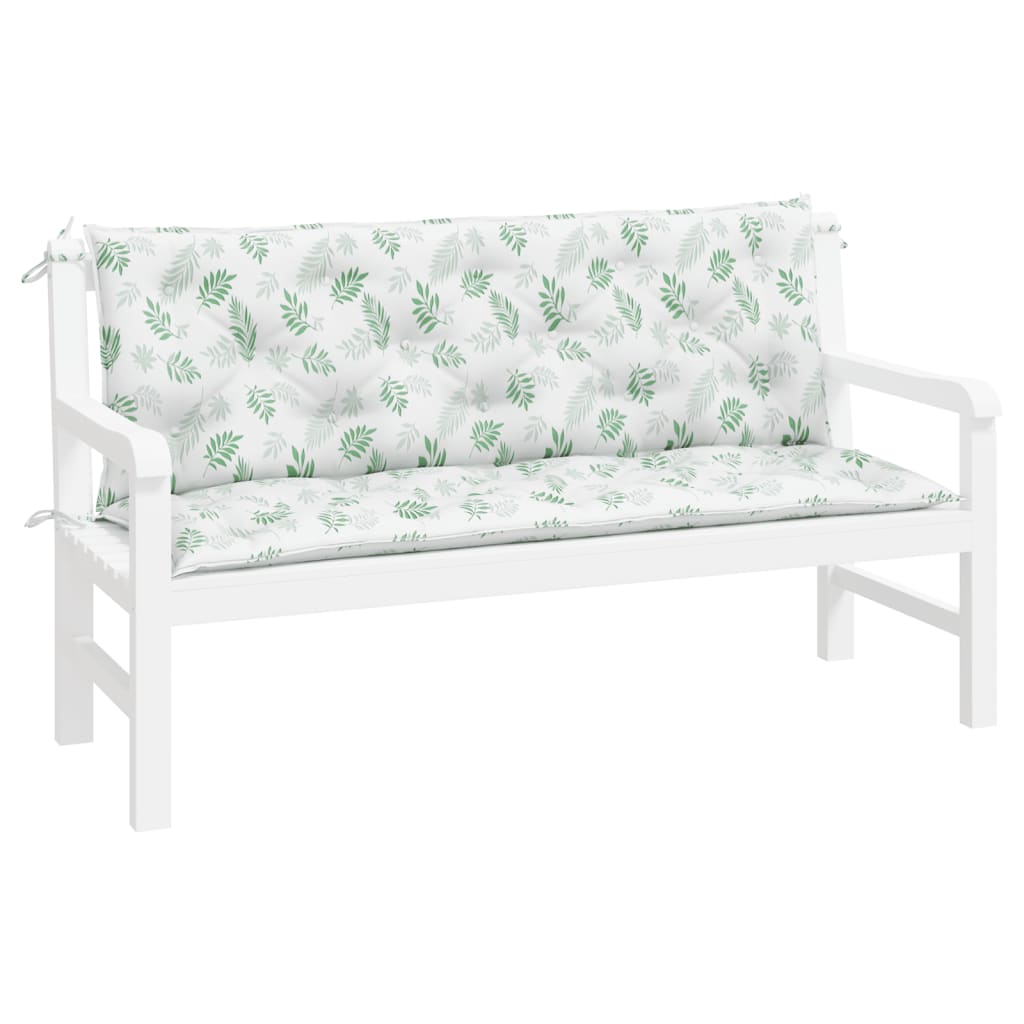 Gartenbank-Auflagen 2-tlg. Blattmuster 150x50x7 cm Stoff
