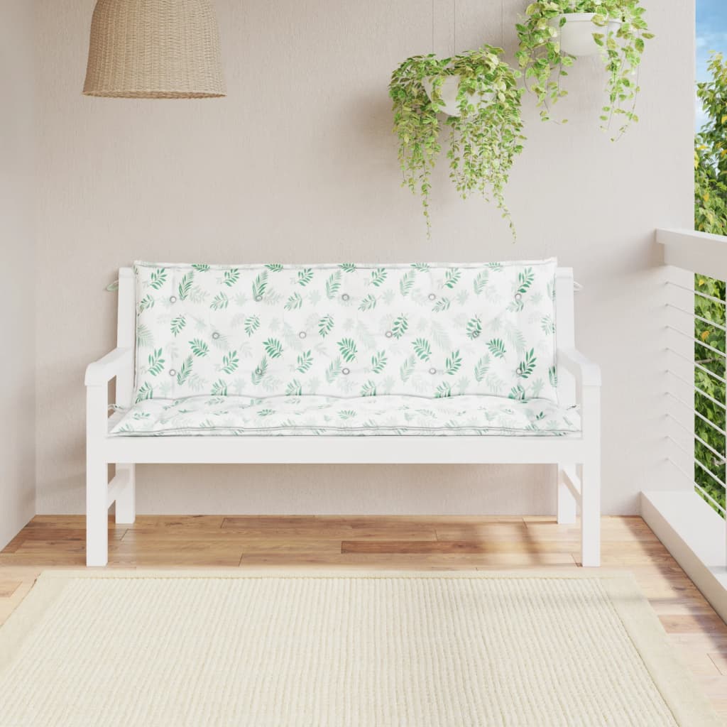 Gartenbank-Auflagen 2-tlg. Blattmuster 150x50x7 cm Stoff