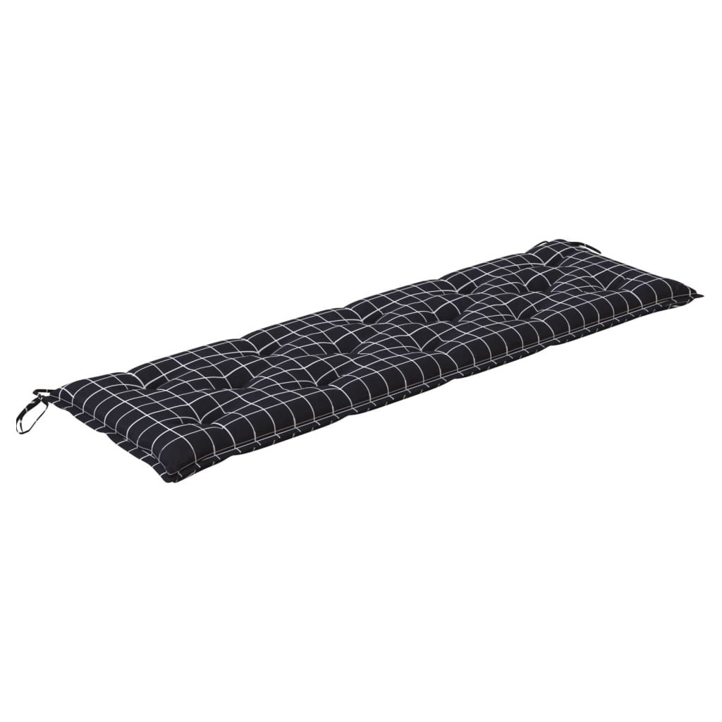 Bankauflagen 2 Stk. Schwarz Karomuster 180x50x7 cm Stoff