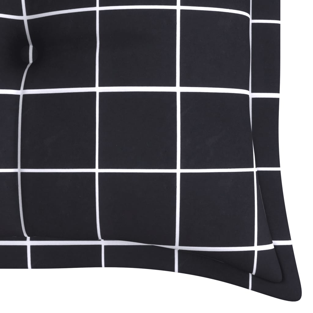Bankauflagen 2 Stk. Schwarz Karomuster 180x50x7 cm Stoff