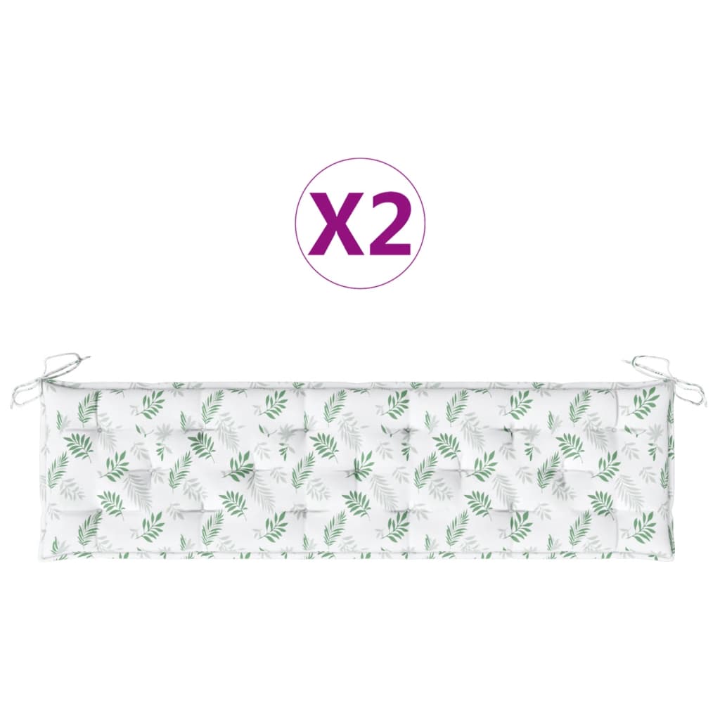 Bankauflagen 2 Stk. Blattmuster 180x50x7 cm Stoff