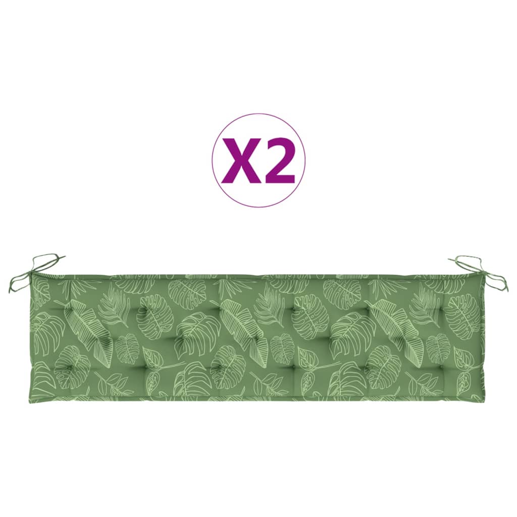 Bankauflagen 2 Stk. Blattmuster 180x50x7 cm Stoff