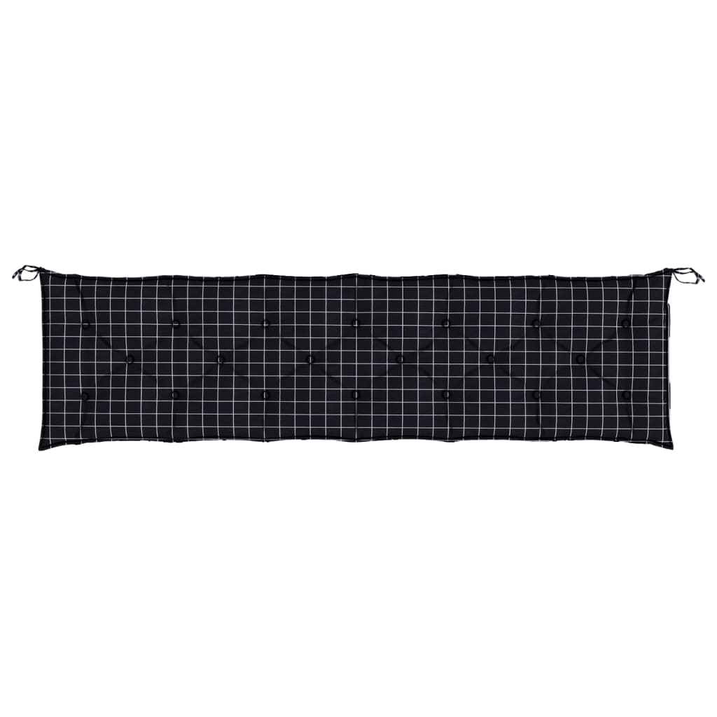 Gartenbank-Auflagen 2-tlg. Schwarz Karomuster 200x50x7 cm Stoff
