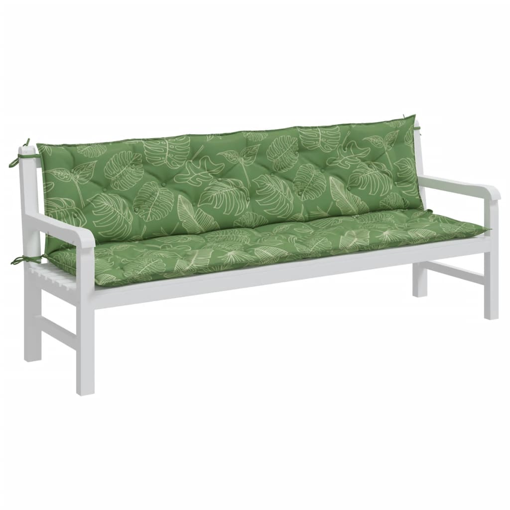 Gartenbank-Auflagen 2-tlg. Blattmuster 200x50x7 cm Stoff