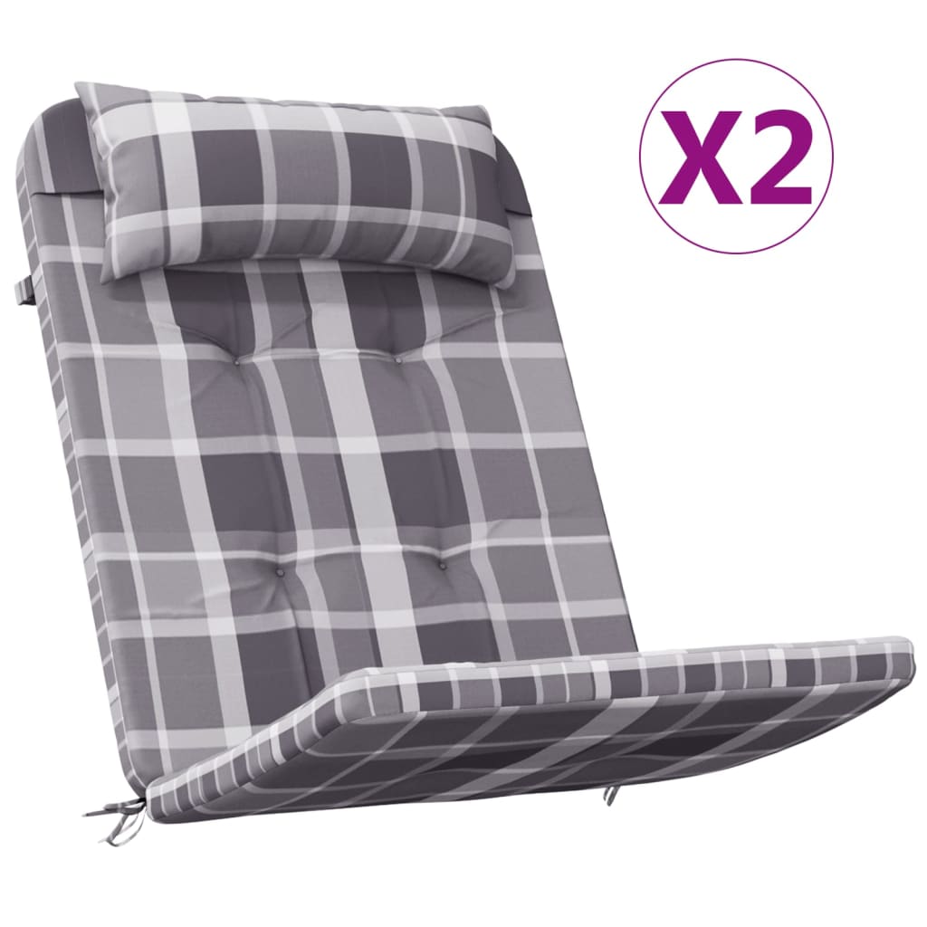 Adirondack-Auflagen 2 Stk. Grau Karomuster Oxford-Gewebe