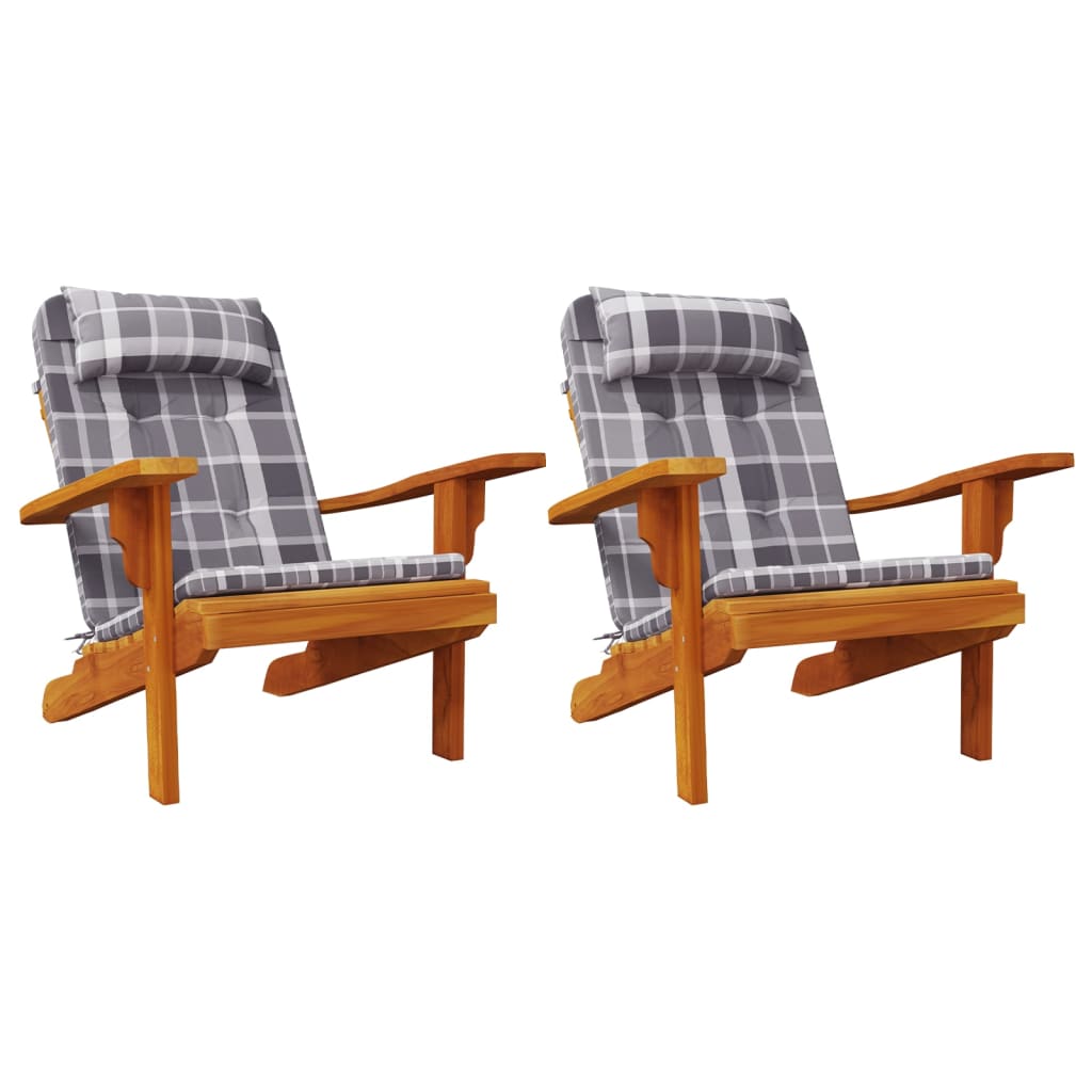 Adirondack-Auflagen 2 Stk. Grau Karomuster Oxford-Gewebe