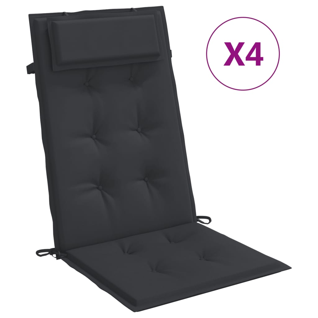 Hochlehner-Auflagen 4 Stk. Schwarz Oxford-Gewebe