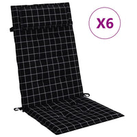 Thumbnail for Hochlehner-Auflagen 6 Stk. Schwarz Karomuster Oxford-Gewebe
