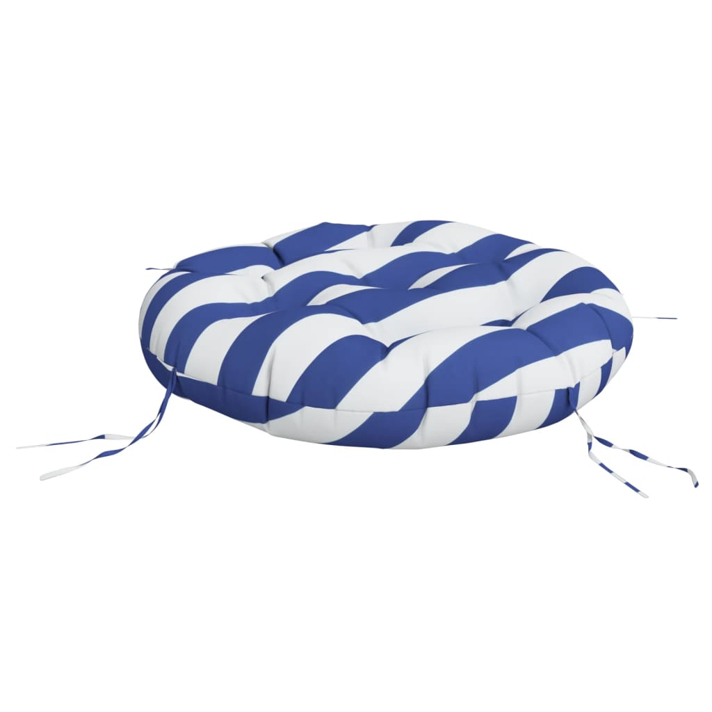 Kissen Rund Blau & Weiß Gestreift Ø 60 x11 cm Oxford-Gewebe