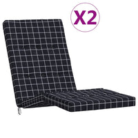 Thumbnail for Liegestuhl-Auflagen 2 Stk. Schwarz Karomuster Oxford-Gewebe