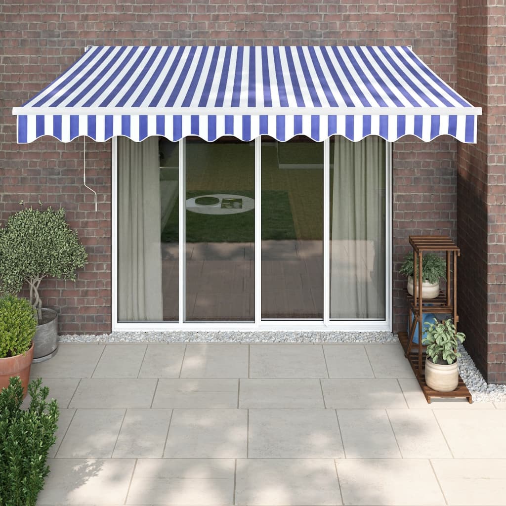 Gelenkarmmarkise Blau und Weiß 3x2,5 m Stoff und Aluminium