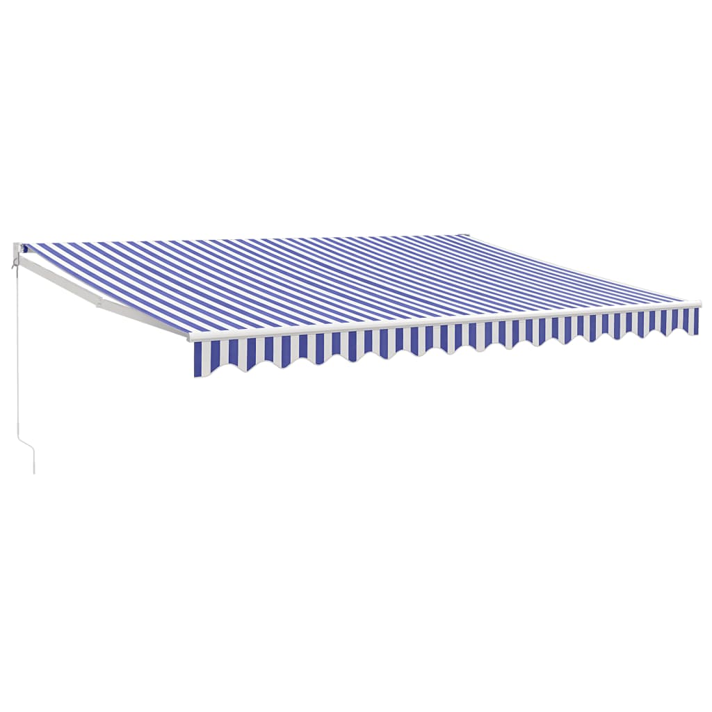 Gelenkarmmarkise Blau und Weiß 4x3 m Stoff und Aluminium