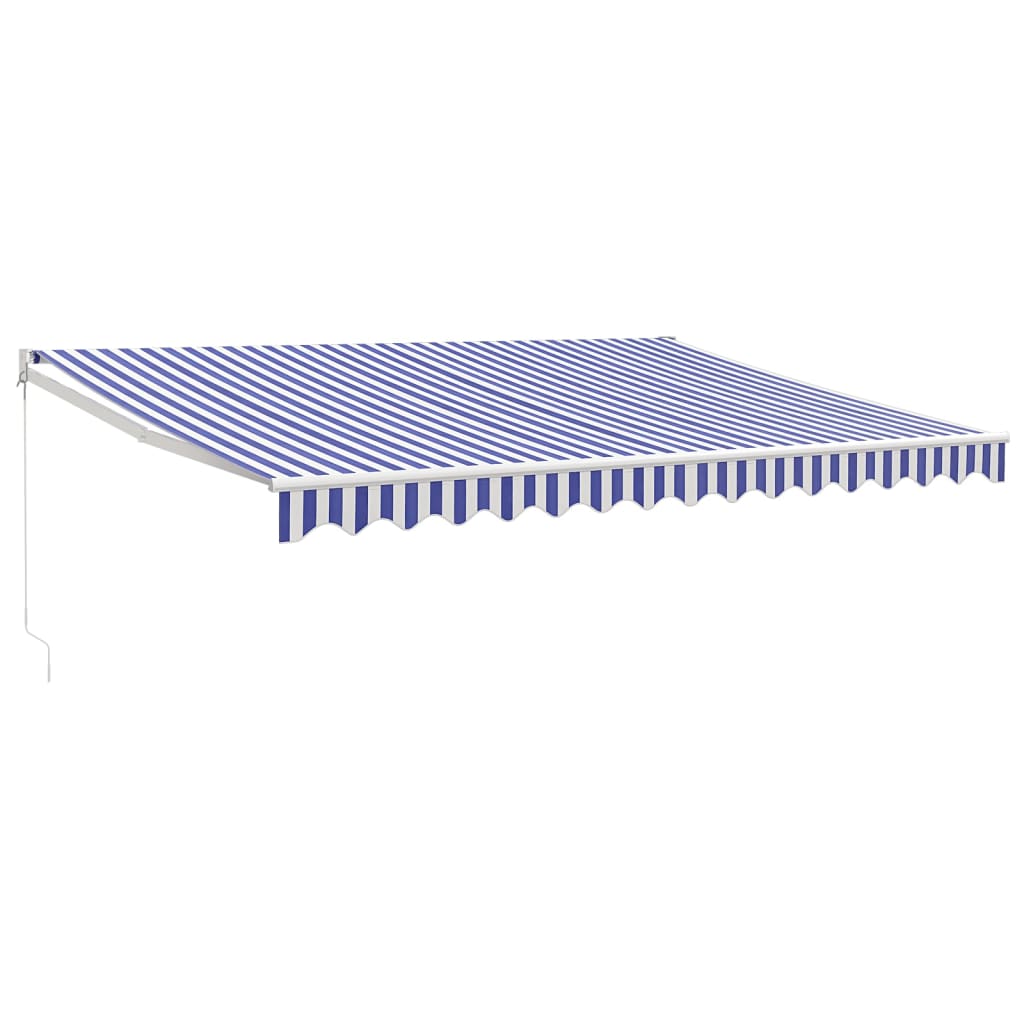 Gelenkarmmarkise Blau und Weiß 4,5x3 m Stoff und Aluminium