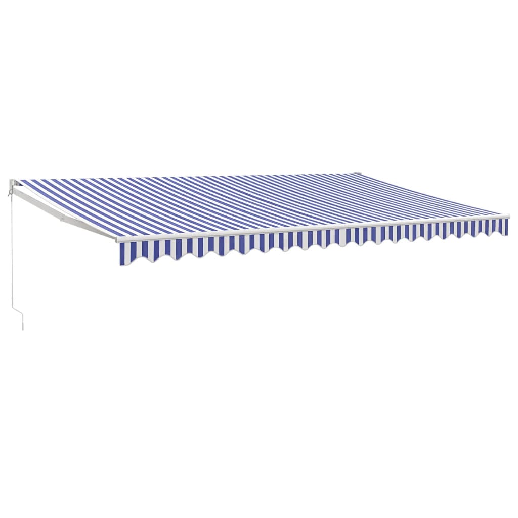 Gelenkarmmarkise Blau und Weiß 5x3 m Stoff und Aluminium