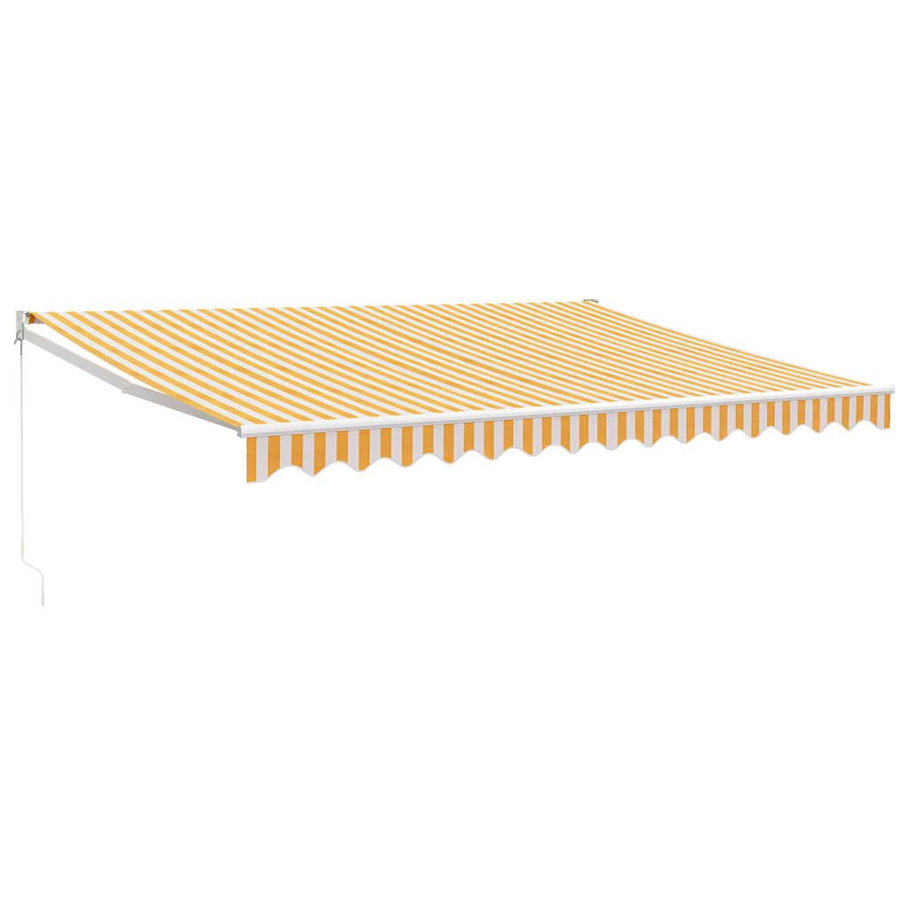 Gelenkarmmarkise Gelb und Weiß 4x3 m Stoff und Aluminium