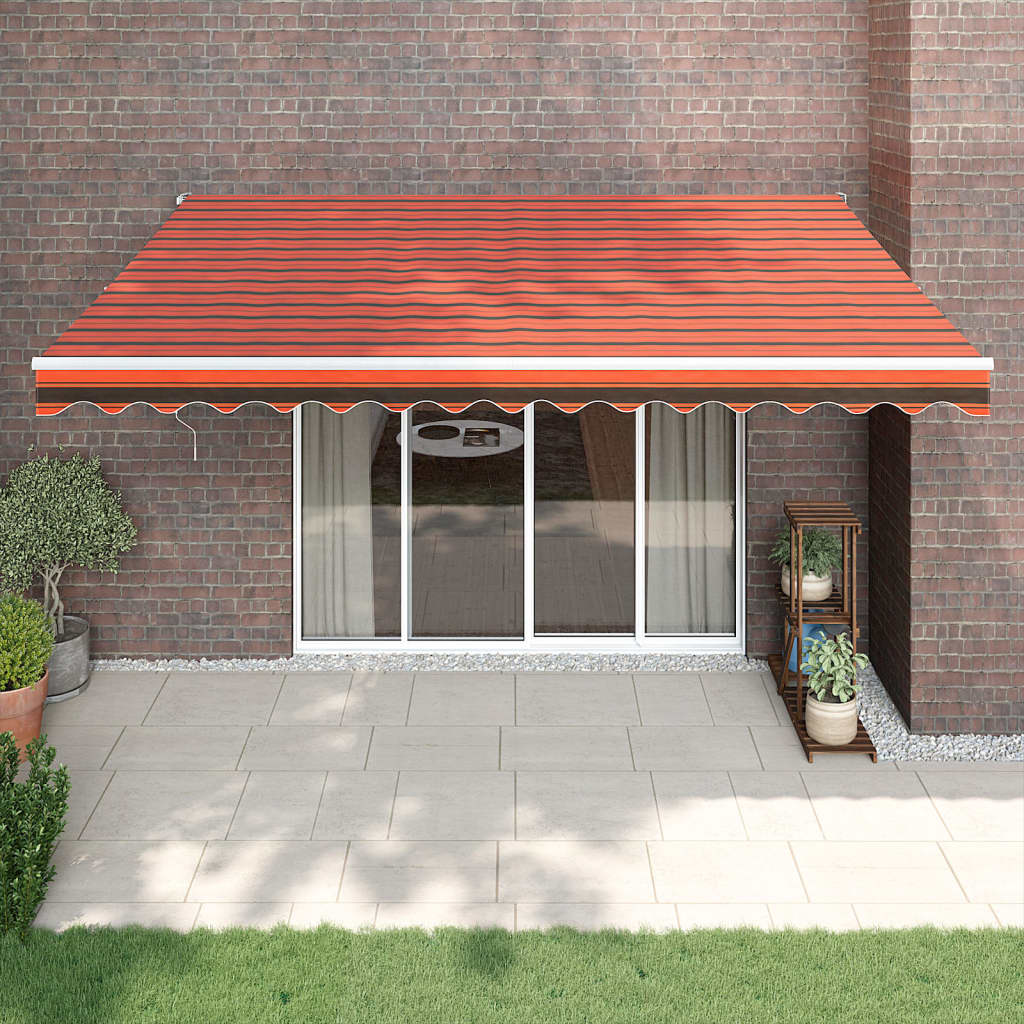 Gelenkarmmarkise Orange und Braun 4x3 m Stoff und Aluminium