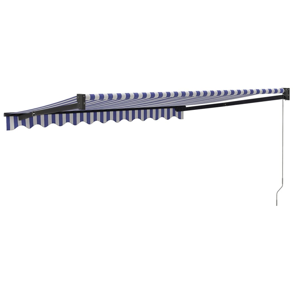 Gelenkarmmarkise Blau und Weiß 3,5x2,5 m Stoff und Aluminium