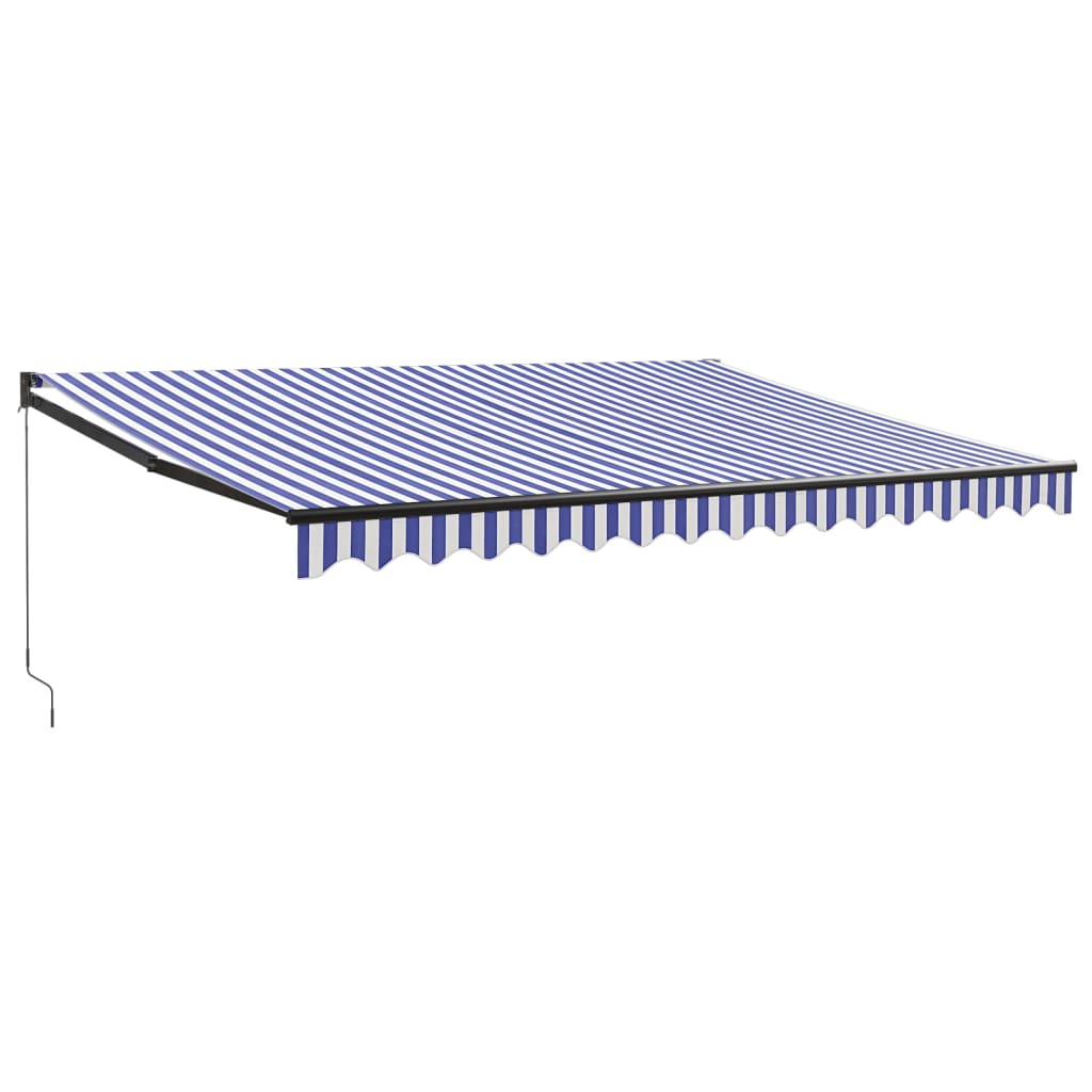 Gelenkarmmarkise Blau und Weiß 4,5x3 m Stoff und Aluminium