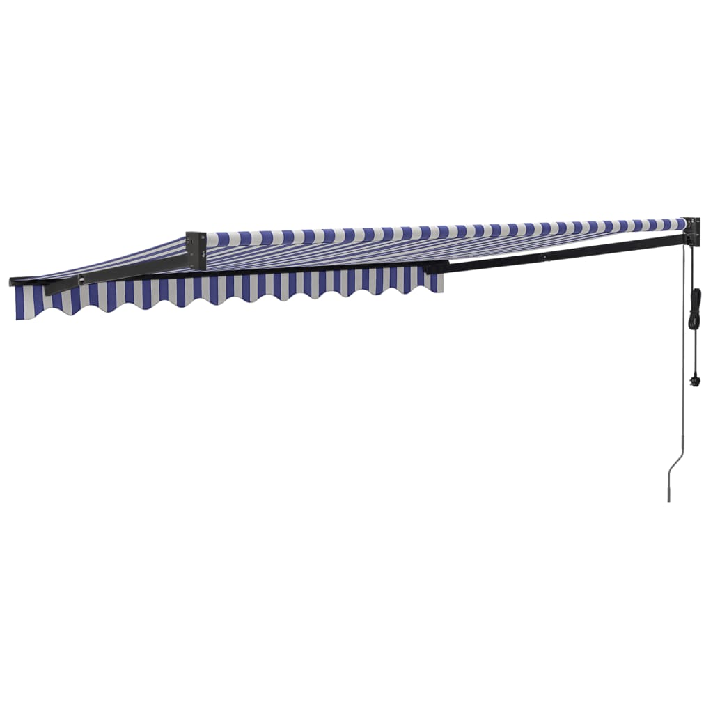 Gelenkarmmarkise Blau und Weiß 3,5x2,5 m Stoff und Aluminium