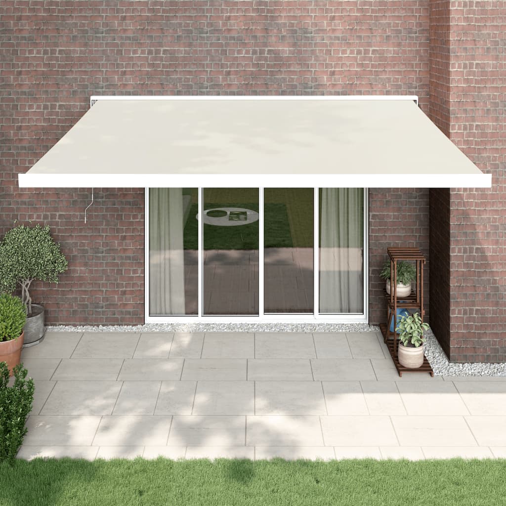 Gelenkarmmarkise Creme 4,5x3 m Stoff und Aluminium