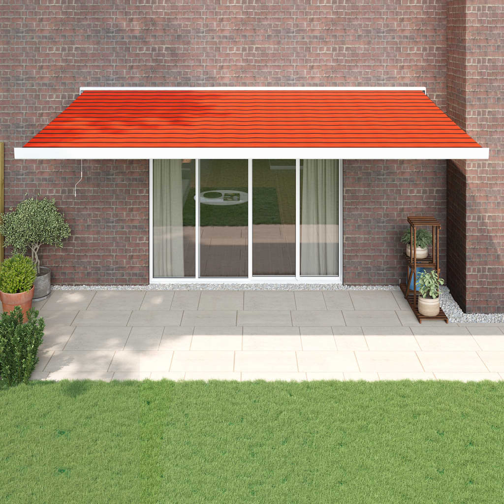 Gelenkarmmarkise Orange und Braun 5x3 m Stoff und Aluminium