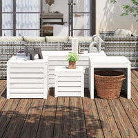 Thumbnail for 4-tlg. Gartenbox-Set Weiß Massivholz Kiefer