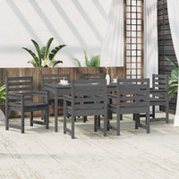 Thumbnail for 7-tlg. Garten-Essgruppe Grau Massivholz Kiefer