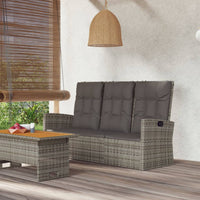 Thumbnail for Gartenbank mit Liegefunktion & Kissen Grau 173 cm Poly Rattan