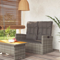 Thumbnail for Gartenbank mit Liegefunktion & Kissen Grau 118 cm Poly Rattan