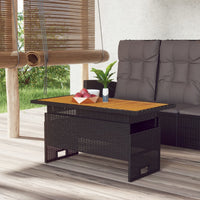 Thumbnail for Gartentisch Schwarz 100x50x43/63 cm Akazienholz & Poly Rattan