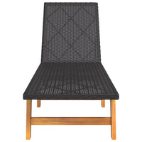 Thumbnail for Sonnenliege Schwarz und Braun Poly Rattan & Massivholz Akazie
