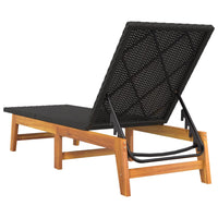 Thumbnail for Sonnenliege Schwarz und Braun Poly Rattan & Massivholz Akazie