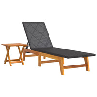 Thumbnail for Sonnenliege mit Tisch Poly Rattan und Massivholz Akazie
