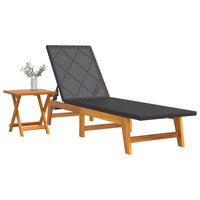 Thumbnail for Sonnenliege mit Tisch Poly Rattan und Massivholz Akazie