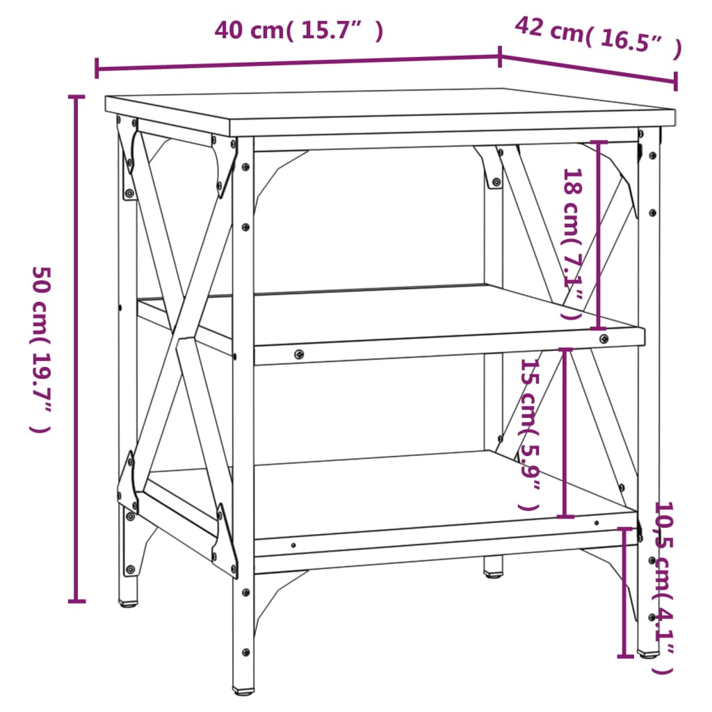 Beistelltisch Braun Eichen-Optik 40x42x50 cm Holzwerkstoff