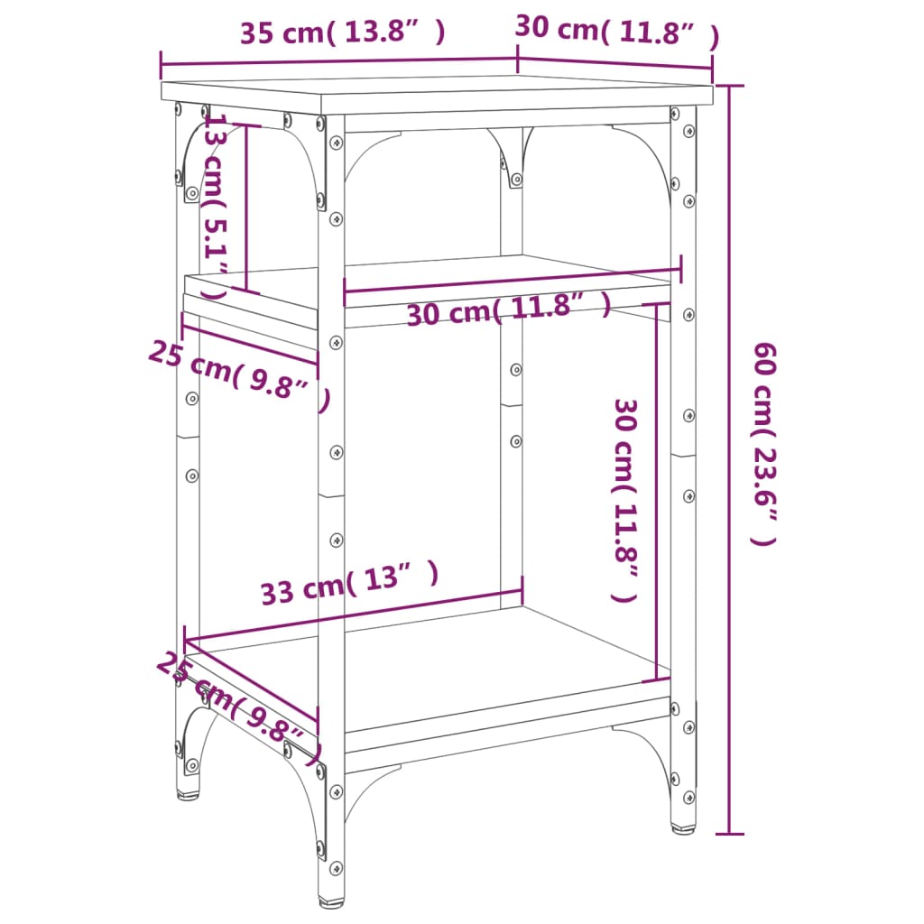 Beistelltisch Schwarz 35x30x60 cm Holzwerkstoff