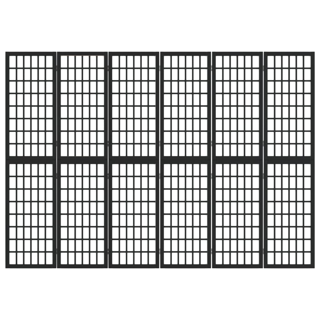 6-tlg. Paravent Japanischer Stil Faltbar 240x170 cm Schwarz
