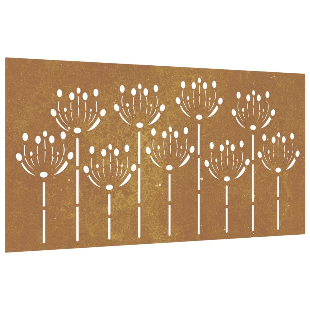 Garten-Wanddeko 105x155 cm Cortenstahl Blumen-Design