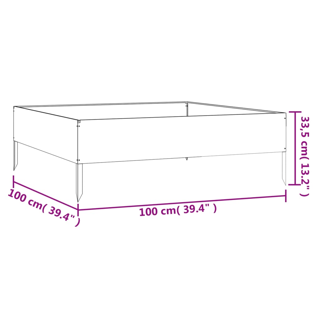 Hochbeet 100x100x33,5 cm Cortenstahl