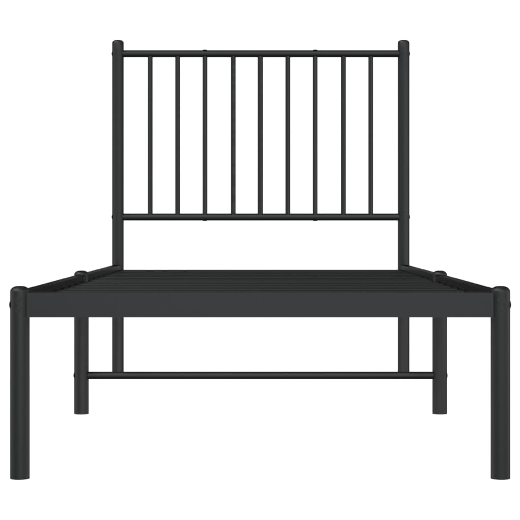 Bettgestell mit Kopfteil Metall Schwarz 75x190 cm