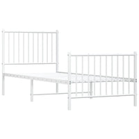 Thumbnail for Bettgestell mit Kopf- und Fußteil Metall Weiß 80x200 cm