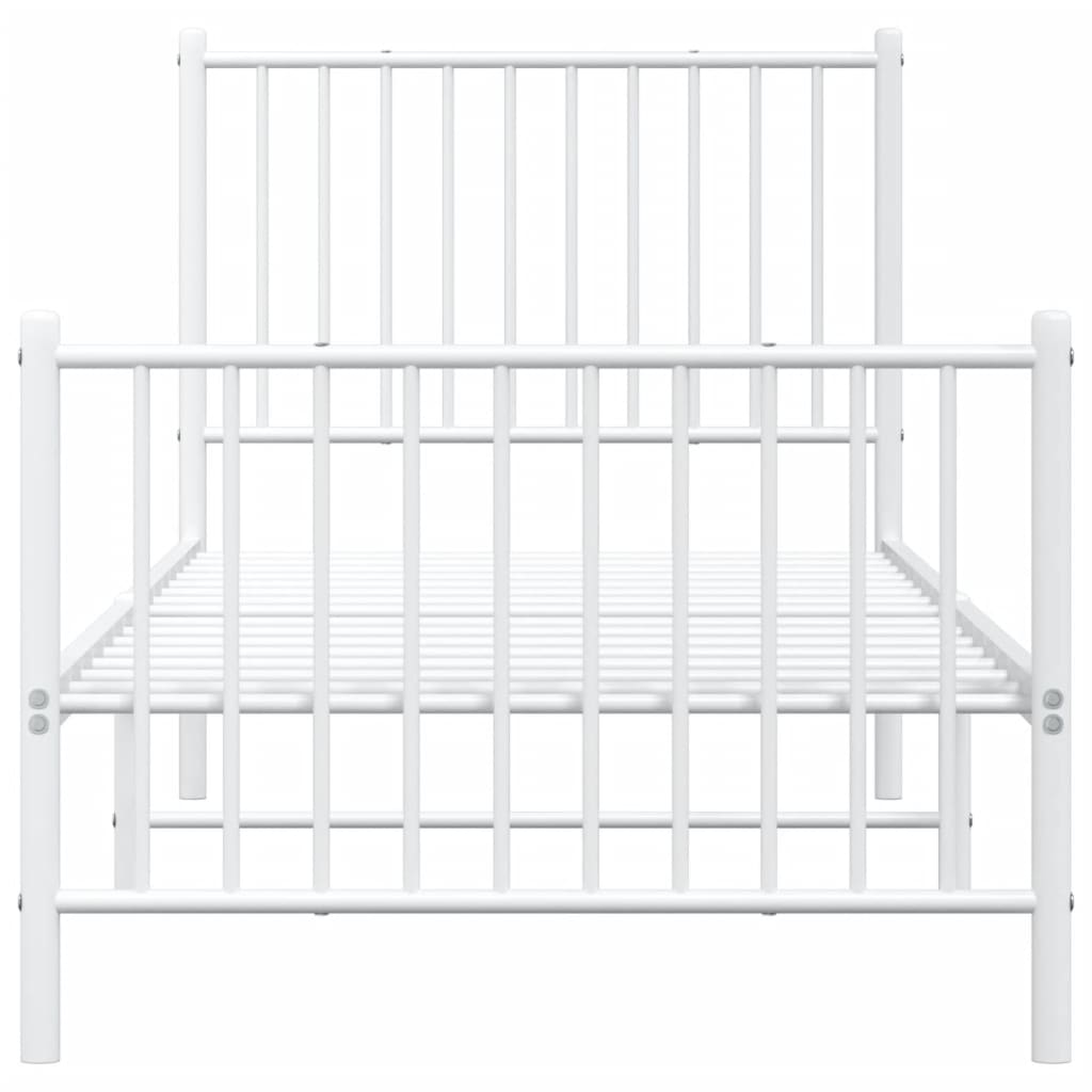 Bettgestell mit Kopf- und Fußteil Metall Weiß 80x200 cm