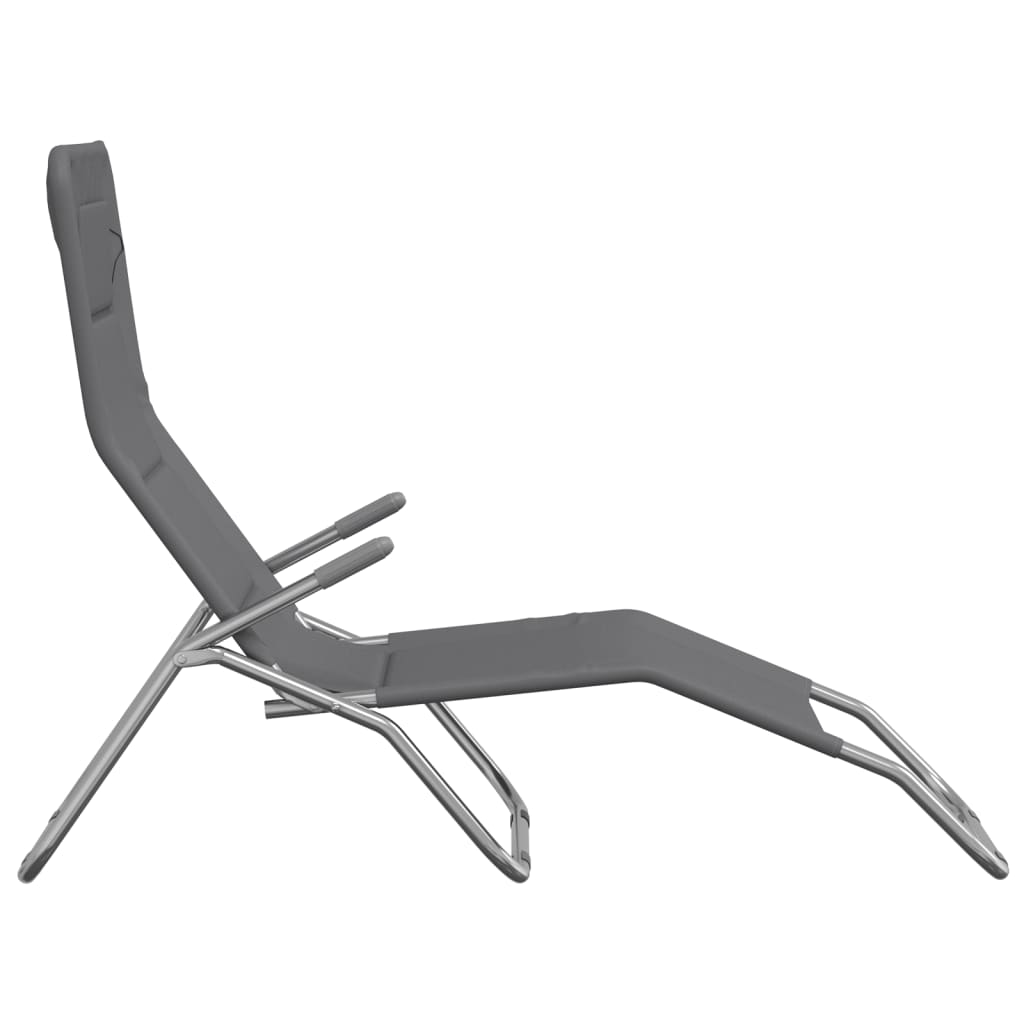Sonnenliegen 2 Stk. Grau Textilene & Pulverbeschichteter Stahl