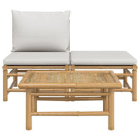 Thumbnail for 3-tlg. Garten-Lounge-Set mit Hellgrauen Kissen Bambus
