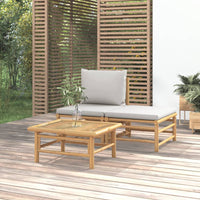 Thumbnail for 3-tlg. Garten-Lounge-Set mit Hellgrauen Kissen Bambus