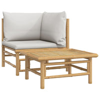 Thumbnail for 2-tlg. Garten-Lounge-Set Hellgraue Kissen Bambus