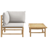 Thumbnail for 2-tlg. Garten-Lounge-Set Hellgraue Kissen Bambus