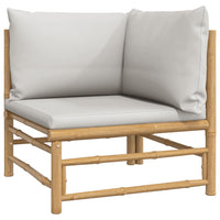 Thumbnail for Garten-Ecksofa mit Hellgrauen Kissen Bambus