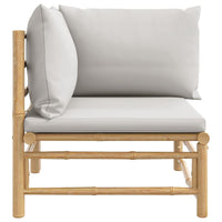 Thumbnail for Garten-Ecksofa mit Hellgrauen Kissen Bambus