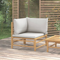Thumbnail for Garten-Ecksofa mit Hellgrauen Kissen Bambus